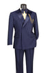 Men’s Navy Blue Double-Breasted Tuxedo with navy Satin Peak Lapel Wedding Suit
