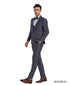 Men’s Charcoal Gray with blue Trim Slim Fit 3-Piece Suit – Modern Wedding and Business Formal Tuxedo Set