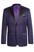 Men’s Purple Paisley Tuxedo Jacket – Ultra Slim Fit Dinner Blazer with Black Satin Peak Lapel