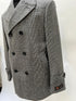 Mens Grey Plaid Double-Breasted Overcoat – Classic Wool-Blend Winter Coat