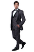 Charcoal Gray Western Tuxedo for Men | Classic Three Piece Formal Wedding and Evening Cowboy Tuxedo Suit With Trim Peak Lapel