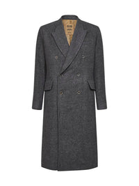 Men’s Godfather Black Double-Breasted Long Overcoat – Vintage Mobster Gangster Coat