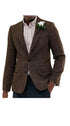 Men’s Brown Western Tweed Herringbone Blazer Jacket – Classic Cowboy Style Sport Coat for Wedding Party