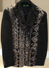 Mens Black and White and Silver Sequin Embroidered Blazer – Luxury Designer Party Wear with Geometric Detailing