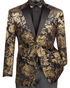 Men’s Black & Gold Paisley Tuxedo Jacket – Luxury Floral Formal Dinner Blazer Black Pants