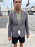 Mens Grey and White Trim Western Blazer – Classic Fit Cowboy Style Contrast Trim Dress Jacket