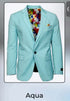 Men’s Aqua Blazer – Slim Fit One Button Suit Jacket with Stylish Floral Inner Lining - Light Turquoise