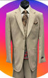Men’s Tan Beige 3 Piece Tuxedo Suit – Beige Formal Suit Set with Vest, Patterned Lapel and Tie for Wedding, Prom in Tan Khaki Color