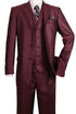 Mens Burgundy 3-Piece Suit – Burgundy Three Buttons Vested Suit - Pleated Pants Classic Fit Athletic Cut