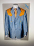 Men’s Sky Blue and Gold Western Cowboy Blazer – Classic Country Style Jacket, Vintage in Steel blue Color