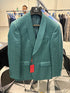 Men’s Teal Green Floral Jacquard Blazer – Slim Fit Tuxedo Jacket for Weddings, Proms, and Parties
