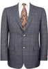 Men’s Charcoal Gray Windowpane Check Blazer – Classic Two Button Formal Sport Coat Jacket