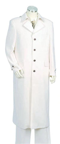 Men’s Ivory Cream Off White Full Length Zoot Suit – Vintage Gangster Style Long Coat Formal Suit