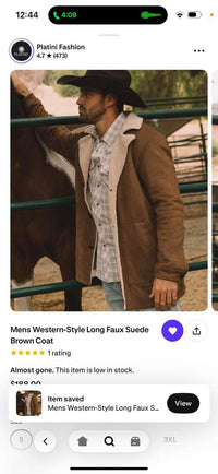 Men’s Brown Western Faux Suede Blazer Coat – Cowboy Style Long Jacket for Wedding, Party and Special Events