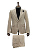 Mens Sand Beige Velvet Tuxedo Suit – 2 Piece Slim Fit Blazer and Pants Formal Set - Winter Fabric Natural Color