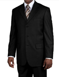 Men’s Black Three Button Blazer – Classic Formal Suit Jacket for Business, Office, Sport Coat