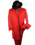 Men’s Red Pinstripe Zoot Suit – 1920s Gangster Pimp Style with Long Jacket & Matching Hat