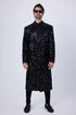 Men’s Black Sequin Long Coat with Satin Shawl Lapel – Luxury Statement Evening Overcoat