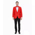 Big and Tall Mens Red Paisley Tuxedo Jacket – Satin Shawl Lapel Blazer with Bow Tie - Christmas Jacket