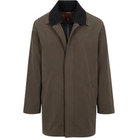 Mens Olive Brown Trench Coat Raincoat – Classic Water Resistant Long Coat with Zip and Button Closure for Business, Travel and Everyday Outerwear