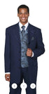 Mens 1920s Navy Blue Zoot Suit – Vintage Gangster 3-Piece Long Jacket Suit Classic Fit Pleated Pants