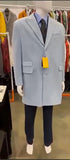 Mens Light Blue Wool Overcoat – Modern Long Coat with Classic Tailored Fit in Sky Blue