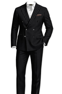 Men's Black Pinstripe Tuxedo Suit – Classic & 1920s Gangster Formal Wear Vintage 1940s 1930s Look