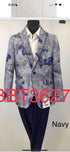 Men’s Navy Blue and Gray Paisley Print Blazer – Prom Jacket for Formal, Party, and Evening Wear