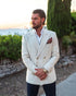 Men’s Ivory Linen Double Breasted Blazer, Lightweight Wedding Dinner Sport Coat Jacket Cream Off White