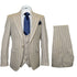 Men's Beige with blue Pinstripe Three-Piece Suit with Vest by Rossiman Vested Peak Lapel in Tan Stripe 1920s style