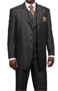 Men's Black Denim Fabric Suit – Classic Three Piece Denim Suit for Wedding, Prom and Church Wear