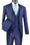 Mens Slim Fit Floral Pattern Vested Suit in Navy