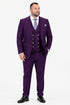 Men's Plum Statement Ticket Pocket Peak Lapel Wool Double Breasted Vest Suit with Silver Buttons – Modern Fit