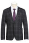 "Pelago Grey-Black Windowpane Plaid Blazer: Slim-Fit, Half-Canvas, Cotton Summer Style" - USA Men's Outlet