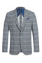 Pelago Men's Grey & Blue Windowpane Slim Fit Blazer — Summer Style - USA Men's Outlet