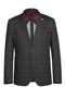 Pelago Men's Slim Charcoal Gray Windowpane Plaid Sports Coat Blazer - Elegant Mensattire