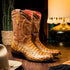 Marco Di Milano Phoenix Mustard Brown Caiman Crocodile Round Toe Cowboy Boots