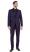 Stretch Fabric 4 Way Slim Fitted Mens Suit in Color Purple Peak Lapel One Button Vested 3 Piece