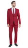 Stretch Fabric 4 Way Slim Fitted Mens Suit in Color Cherry Red Peak Lapel One Button Vested 3 Piece