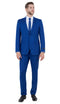 Stretch Fabric 4 Way Slim Fitted Mens Suit in Color Indigo Peak Lapel One Button Vested 3 Piece