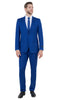 Stretch Fabric 4 Way Slim Fitted Mens Suit in Color Indigo Peak Lapel One Button Vested 3 Piece