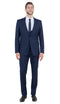 Stretch Fabric 4 Way Slim Fitted Mens Suit in Color Navy Blue Peak Lapel One Button Vested 3 Piece