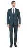 Stretch Fabric 4 Way Slim Fitted Mens Suit in Color Hunter Green Peak Lapel One Button Vested 3 Piece