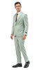 Stretch Fabric 4 Way Slim Fitted Mens Suit in Color Sage Peak Lapel One Button Vested 3 Piece