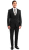 Stretch Fabric 4 Way Slim Fitted Mens Suit in Color Black Peak Lapel One Button Vested 3 Piece