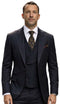Mens Wool Suit - Ticket Pocket Big Lapel Single button Double breasted Vest By Statement in Color Black