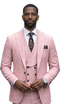 Mens Wool Suit - Ticket Pocket Big Lapel Single button Double breasted Vest By Statement in Color Mauve