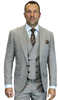 Mens Wool Suit - Ticket Pocket Big Lapel Single button Double breasted Vest By Statement in Color Taupe