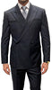 Statement SIENA Black Double Breasted Suit - 58 Long or 58 Regular Jacket+52/54 Adjustable Pants (Fabric: poly/rayon blend)