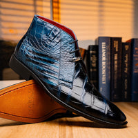 Marco Di Milano Pietro Rustic Blue Leather Shoes
